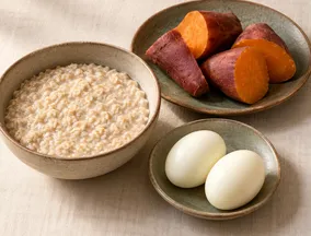 Oatmeal dan telur rebus